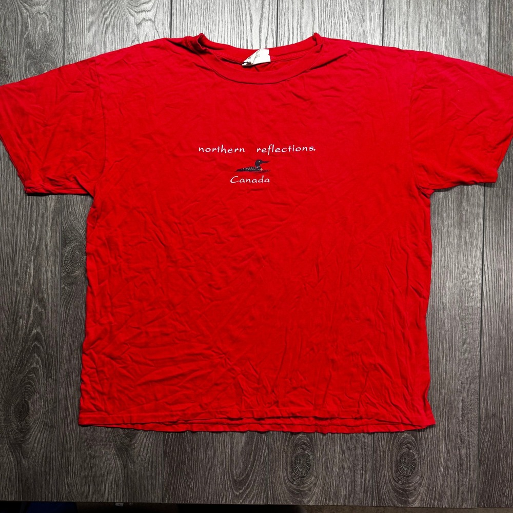 Northern Reflections Canada Loon Red Graphic T-Shirt Mens XL Vintage Style
